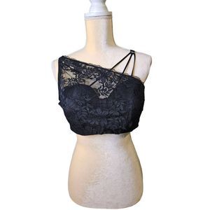 Cacique Black Lace One-Shoulder Bra 42c